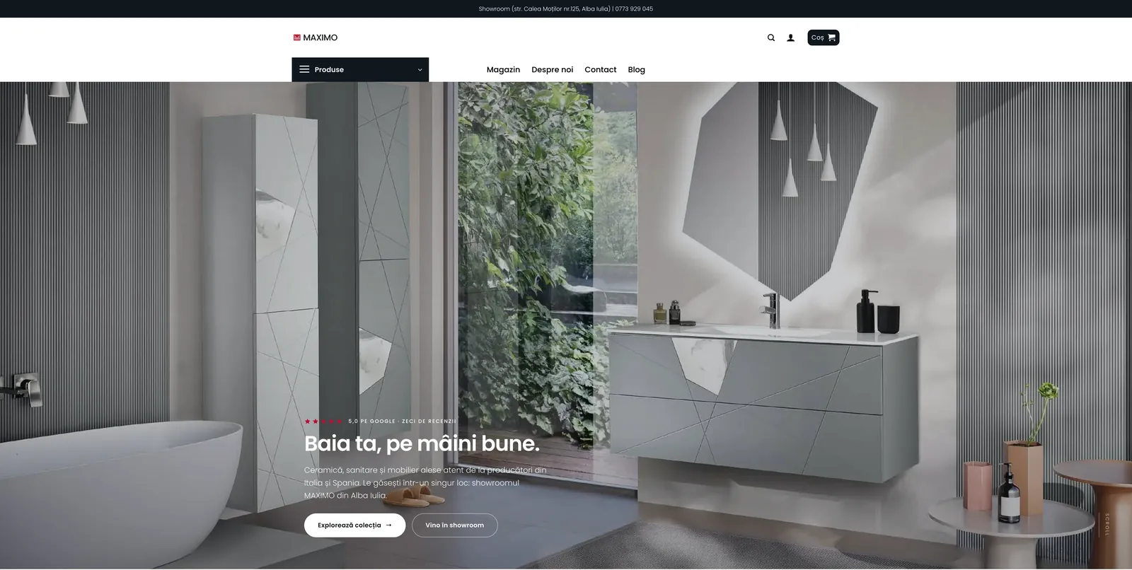 Screenshot of the Maximo Showroom website