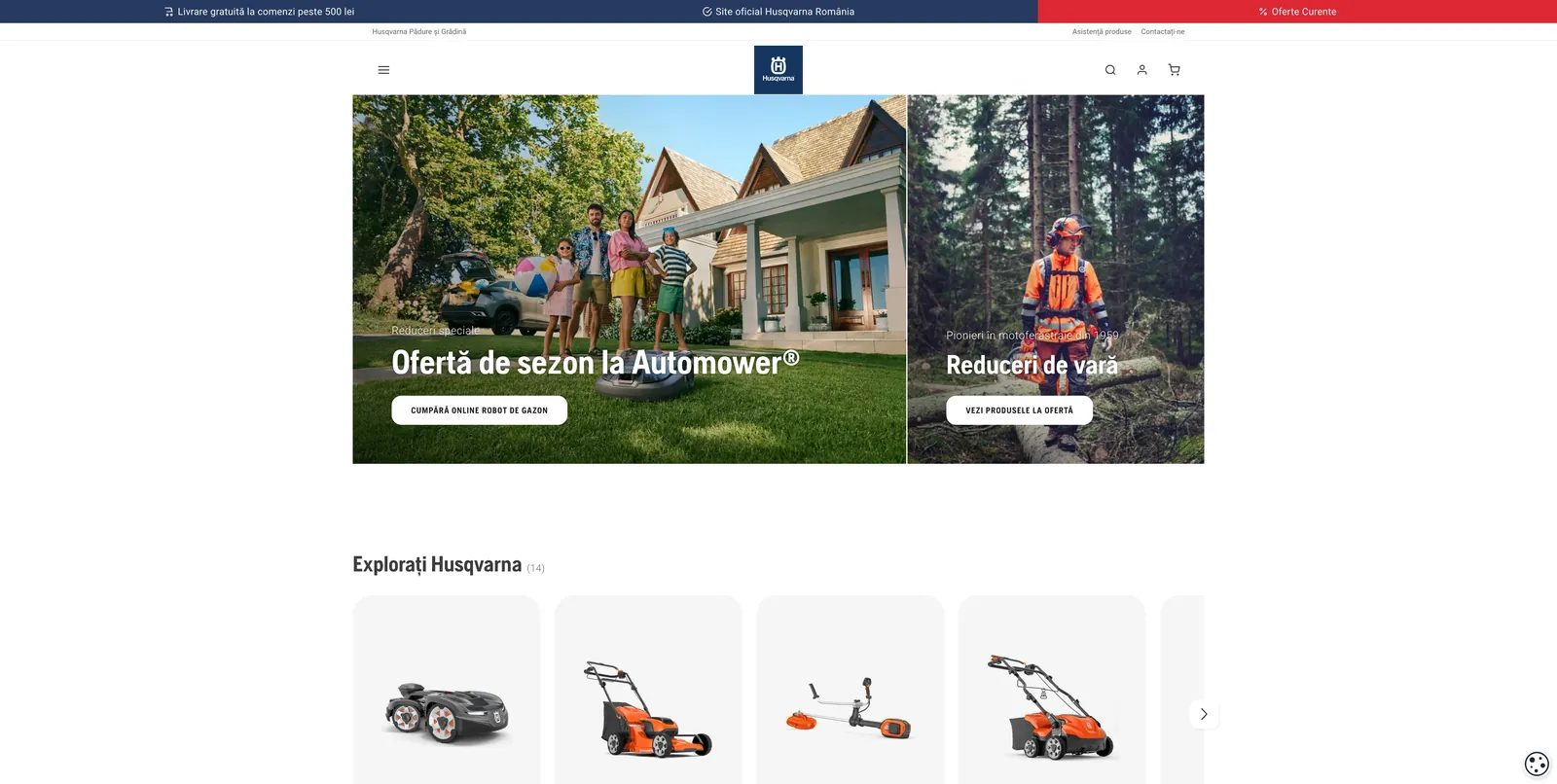 Screenshot of the Husqvarna Romania website